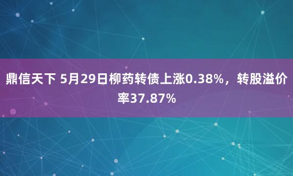 鼎信天下 5月29日柳药转债上涨0.38%，转股溢价率37.87%
