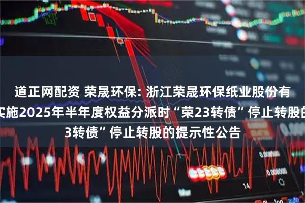 道正网配资 荣晟环保: 浙江荣晟环保纸业股份有限公司关于实施2025年半年度权益分派时“荣23转债”停止转股的提示性公告